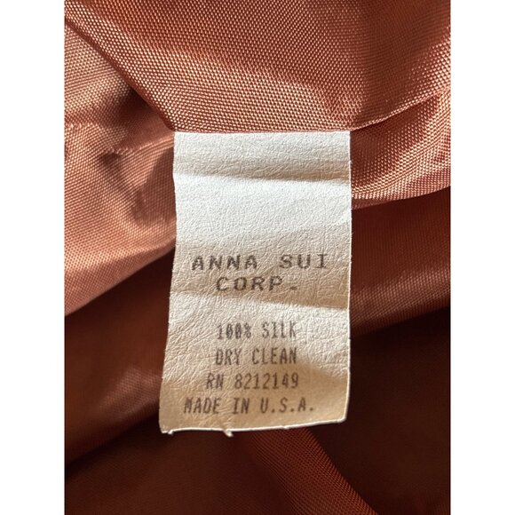 Anna Sui Halter Dress Size 8 100% Silk‎ Maxi Lined Floral Print Neutral Bergdorf - Picture 11 of 13